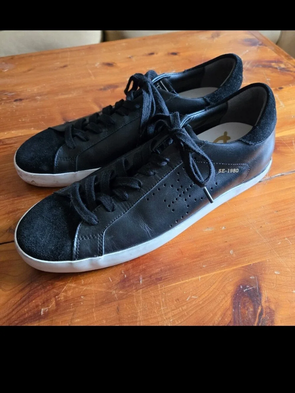 SAM EDELMAN Aubrie fashion sneakers soft black nappa leather Sz 7.5 shoes flats
